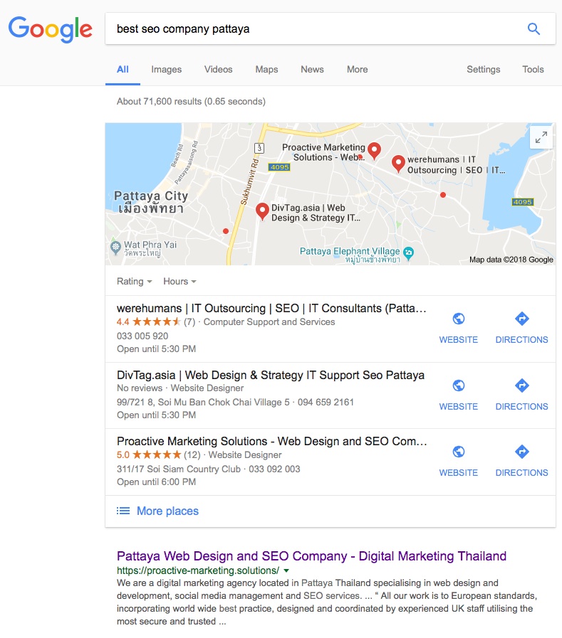 Proctive Marketing Google Listing