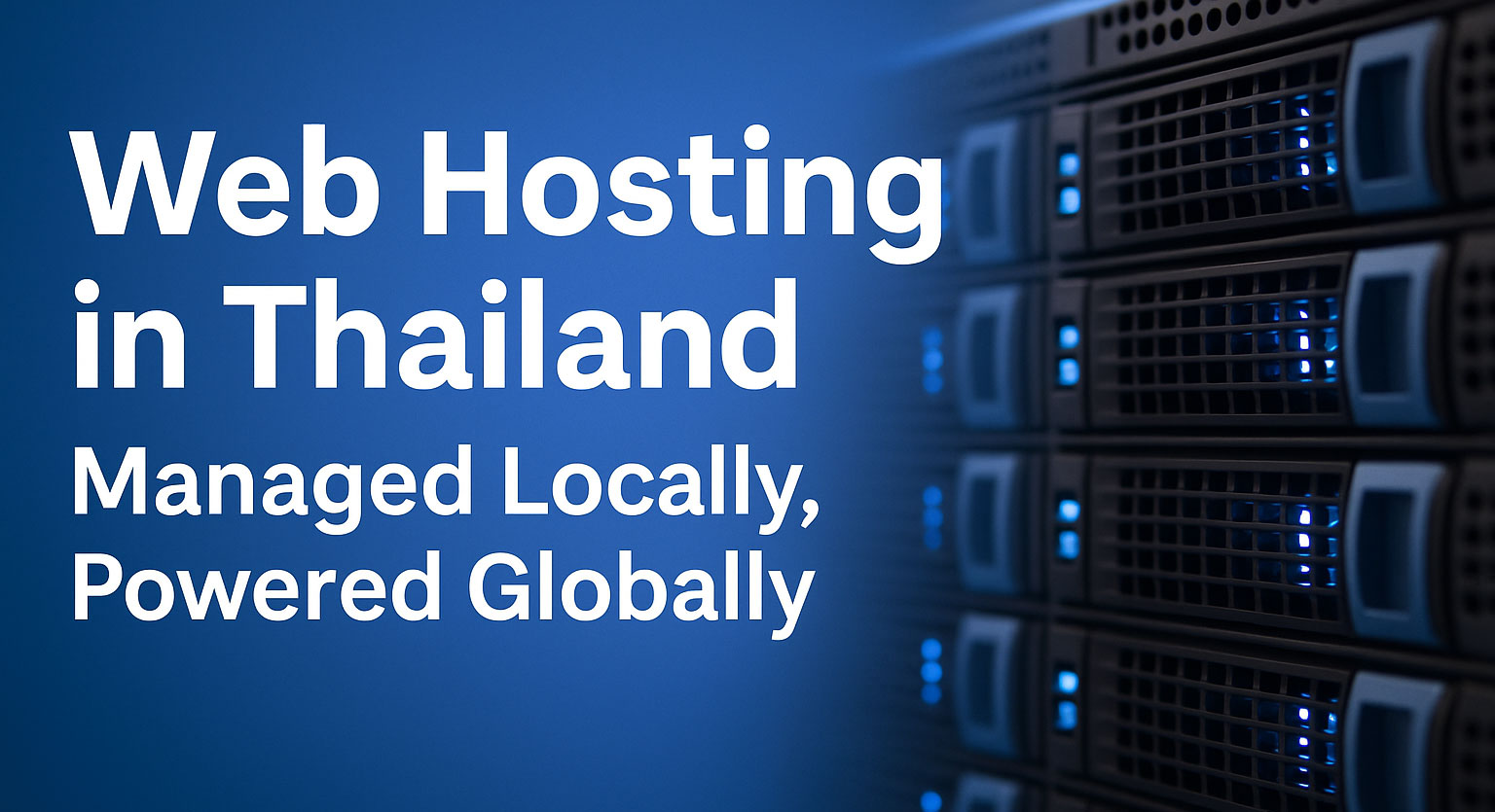 Digital illustration showing global web hosting connections managed locally in Thailand by Proactive Marketing Solutions, highlighting fast and reliable website hosting.