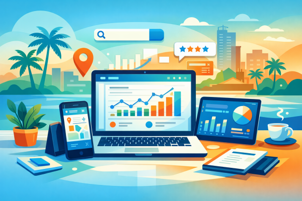 Modern digital workspace representing Google tools for business growth in Pattaya